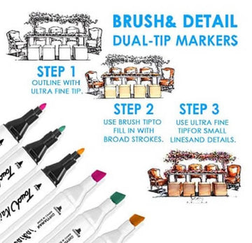 Touchcool 40 Colors Double Tips Marker Pens Set for Painting & Illustration, Graffiti Painting Sketch & Manga (Amazon Container Product as it is, No Warranty, No Guarantee, No Return, No Exchange) - Imported from UK